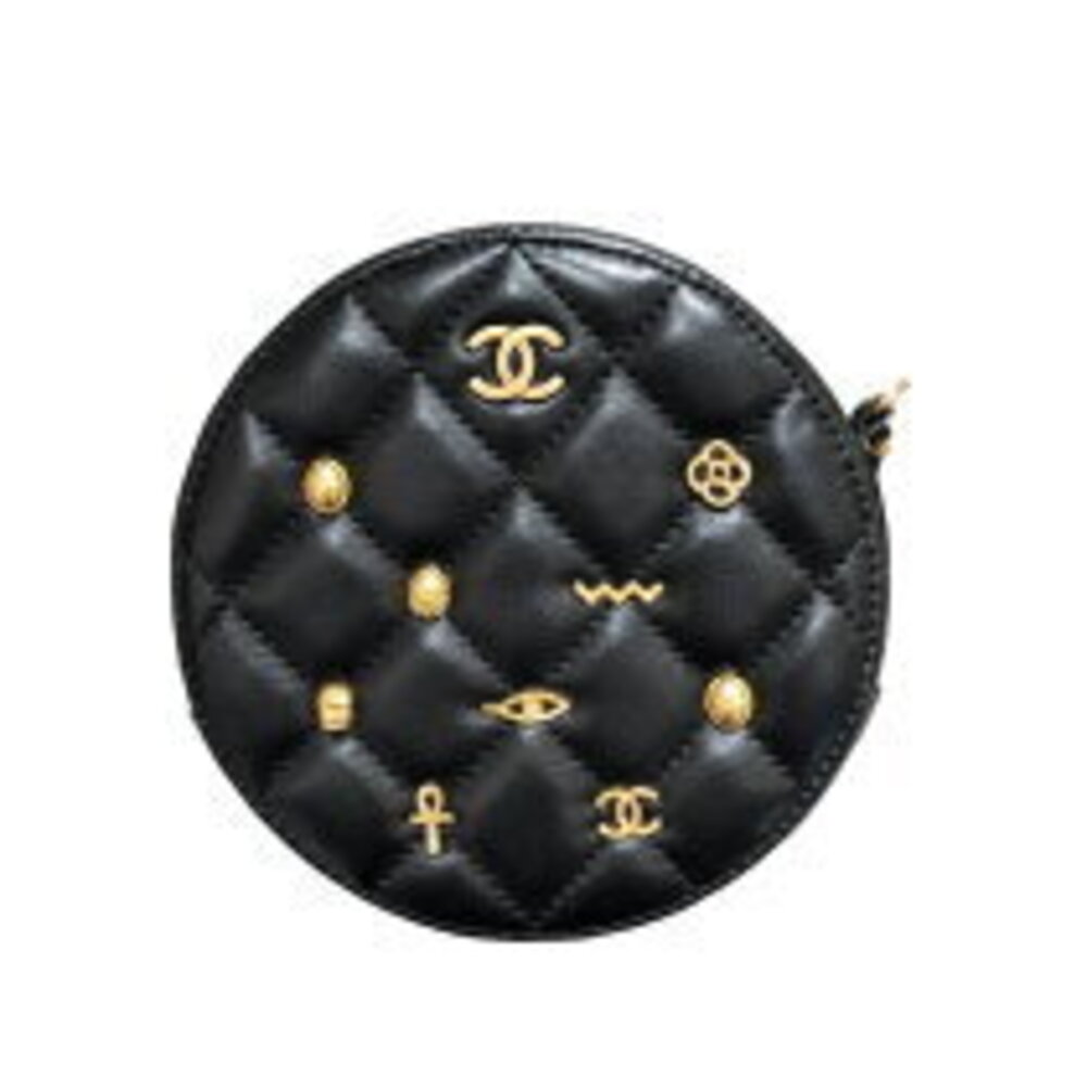 Chanel Circle Chain Shoulder Bag Black Matte Lambskin